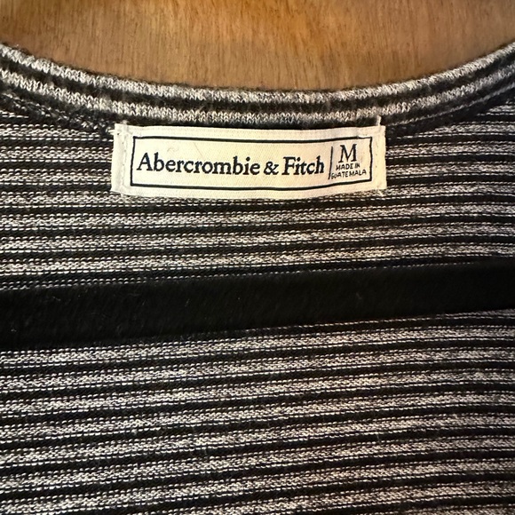 Abercrombie & Fitch Gray Black Striped Sweater Dress Ruched Side Size medium - Picture 3 of 3